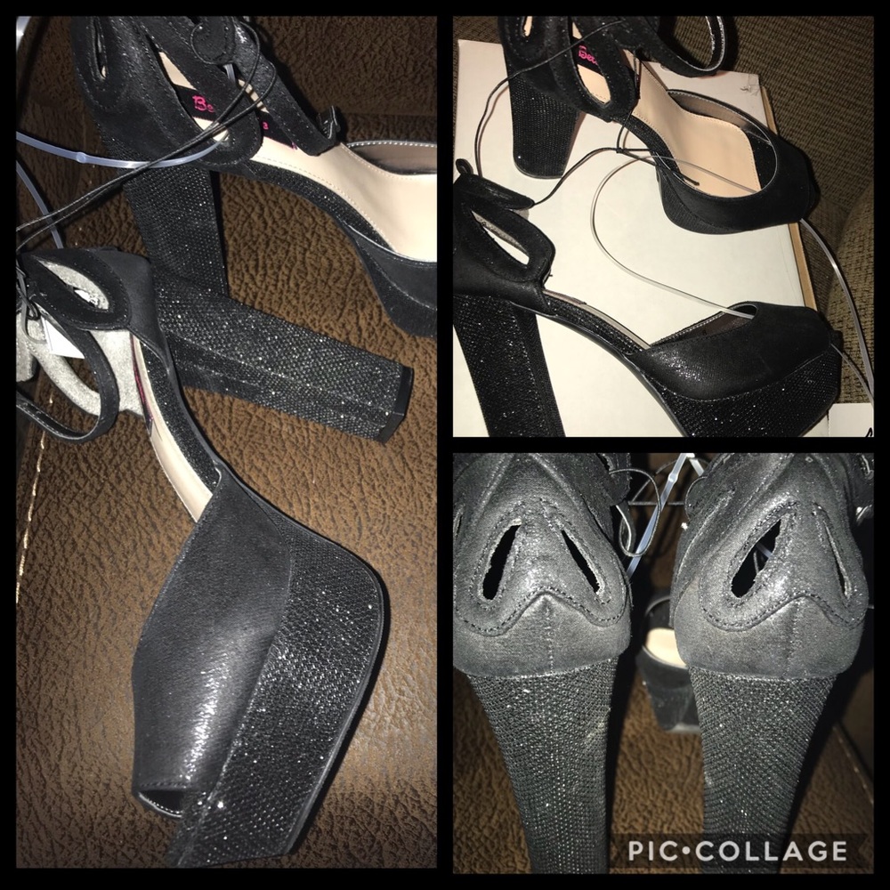 Betseyville Black Glitter Size 8.5 Heels